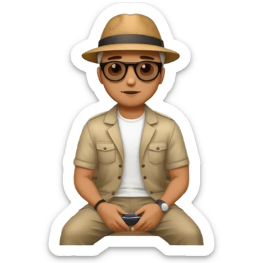 man sitting on a bench in a park sticker