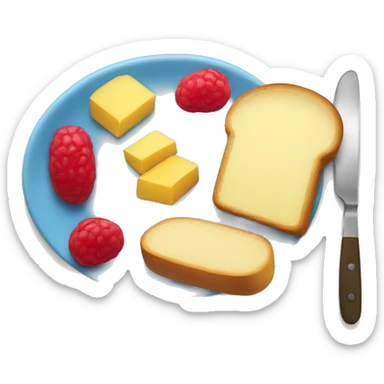 Jam and butter and bread on a plate sticker