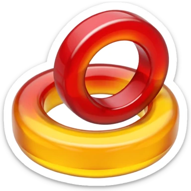 emoji de 2 gomitas en forma de aro una colo rojo y otra amarillo de muy gruesas  sticker