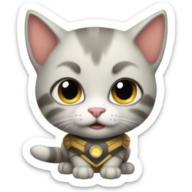brave kitten superhero sticker