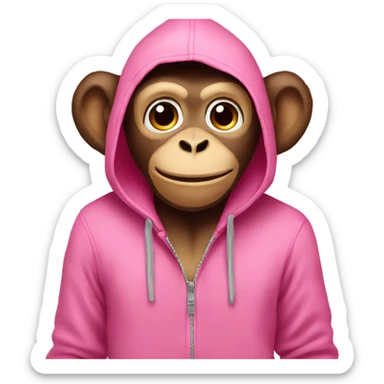 Monkey wearing a pink hoodie sticker