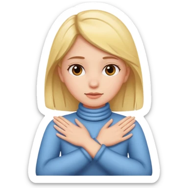 a girl crossing her hands around her neck  sticker