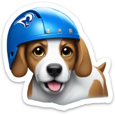 Dog wearing Rams helmet sticker