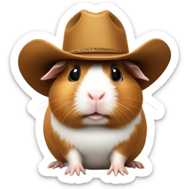 A Guinea pig wearing a cow boy hat  sticker