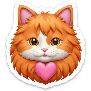 Gato naranja corazón rosa kawaii sticker