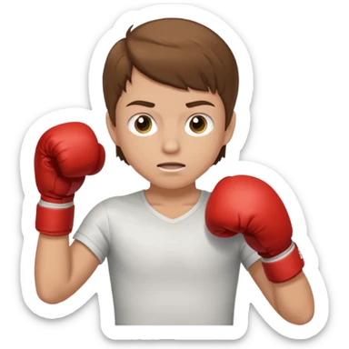 a white kid with brown hair boxing sticker
