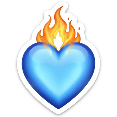 Blue heart with big BLUE flame NO RED OR ORANGE sticker