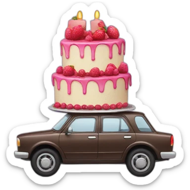 car carrying cake sticker