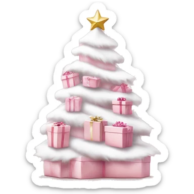 Light pink Christmas gifts under a white Christmas tree  sticker