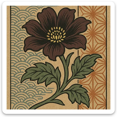 gothic flower in ukiyo-e style sticker