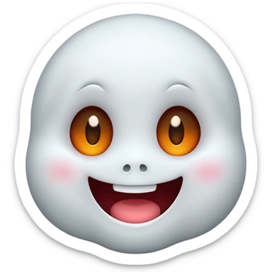 little cute ghost is smiling with blushed face, only face sticker