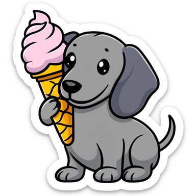 Dachshund eating ice cream sticker