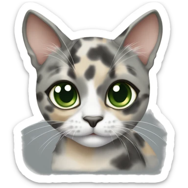 Grey dilute tortious calico with a tan diamond pattern between her green eyes sticker