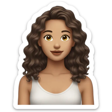 Young model brunet wavy hair sticker