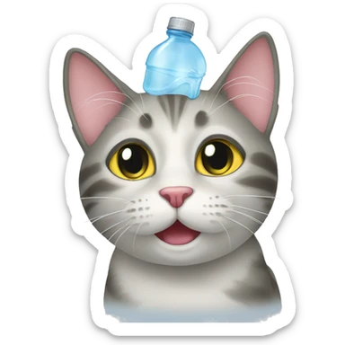 Cat drink water sticker