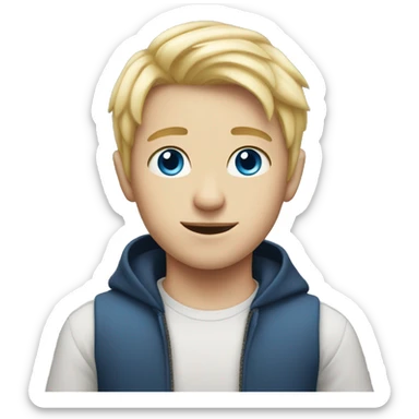 blonde boy middle part with blue eyes sticker