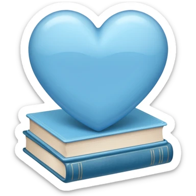Light blue heart + books sticker