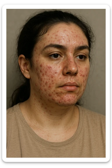 donna con acne e pelle impura per la pcos sticker