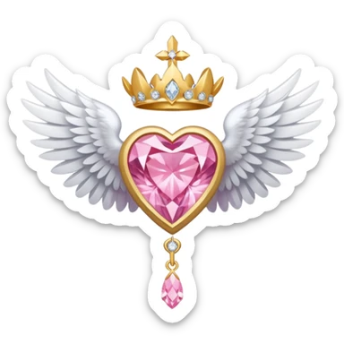 holy saint emblem with white wings and pink diamond middle sticker
