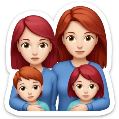 Mom and two girl twins, brunette mom, one red head and one dark brunette sticker