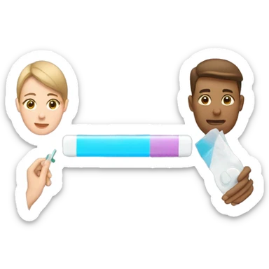 couple looking at pregnancy test sticker