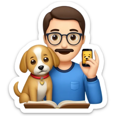 crea un emoji de buenas noches con texto : Javier un profesor y Tobi q sea un perro sticker