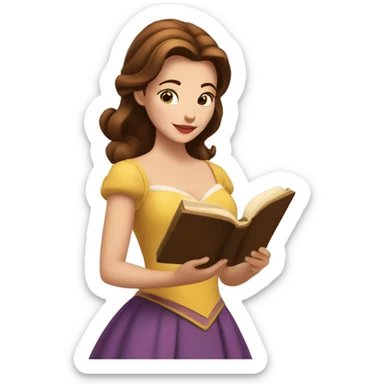 Belle reading a book sticker