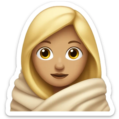 cozy tanned blonde hair person snuggled in blanket sticker