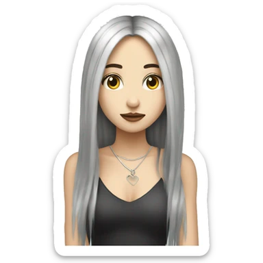 Pale girl with long black hair ￼sent kiss sticker