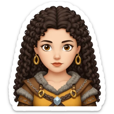 vichingo femmina con capelli mori ricci sticker