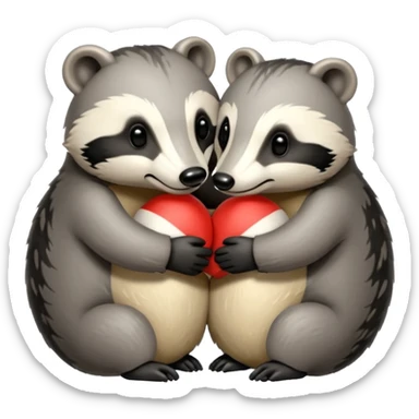Two badgers hugging for comfort sticker