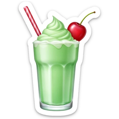 ice cream light green soda on a glass with ice cherry on top sticker