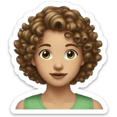 portrait of midle easten curly girl with brown hair and green eyes sticker