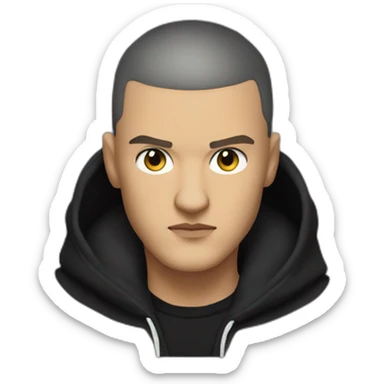 DJ Snake face serious attitude front view wearing a BLACK hoodie sticker