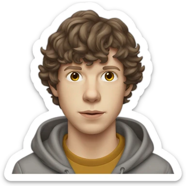 Jesse Eisenberg grey hoodie brown hair sticker