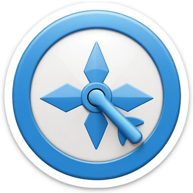 Circulo azul con una flechita de aprobado de color blanco adrento sticker