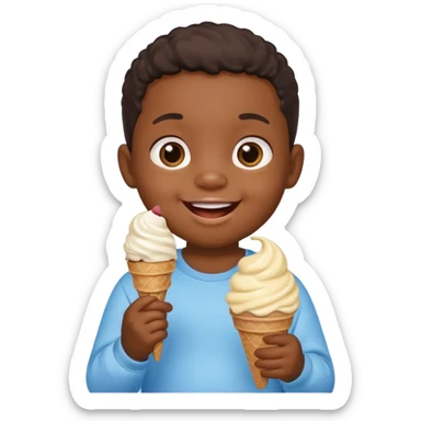 a little black sitting baby, eat ice cream sticker