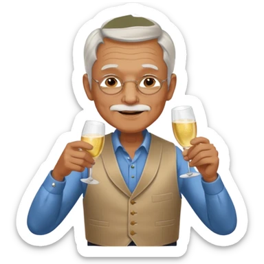 Old man in vest, drinking champagne sticker