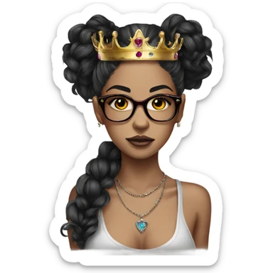 Beautiful Girl crown tattoos glasses  sticker