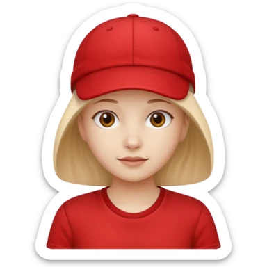 red tennis hat and red tshirt girl sticker