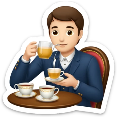 man drinking afternoon tea sticker