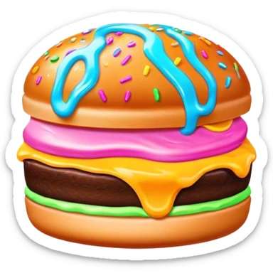 Melted neon  ice cream burger slice sticker