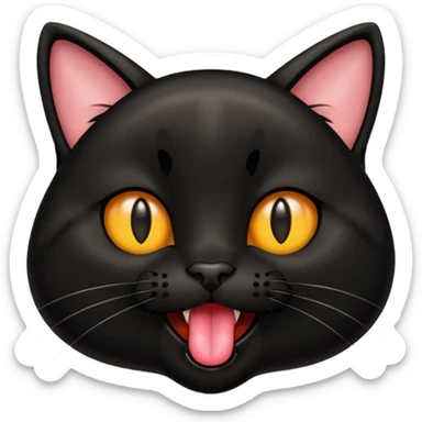 A black cat with its tongue out sticker