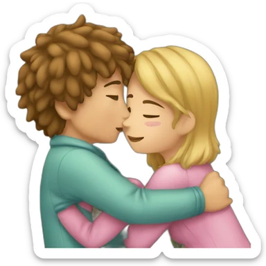 Boy huging a girl and kiss her sticker