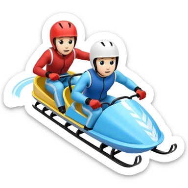 doubles olympic luge in a sled going down a run sticker