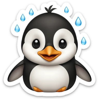 laughing penguin with tears while laughing coming out of eyes and going side ways sticker