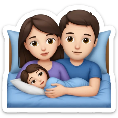 two people cuddling in bed blind girl burnette guy sticker