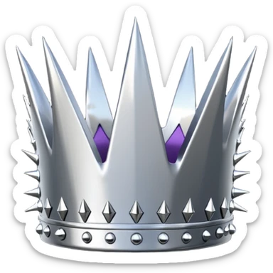 A spiked crown emoji made of silver chrome, sharp yet rounded metallic spikes, glossy reflections, aggressive luxury swag aesthetic, iOS emoji style, centered, clean white background sticker