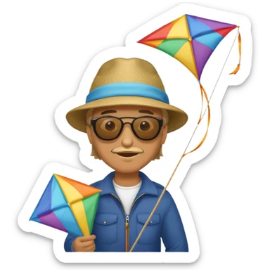 man with kite,Kite Flyers, big kite. sticker