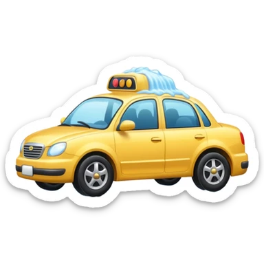 car wash with multiple cars lined up waiting sticker